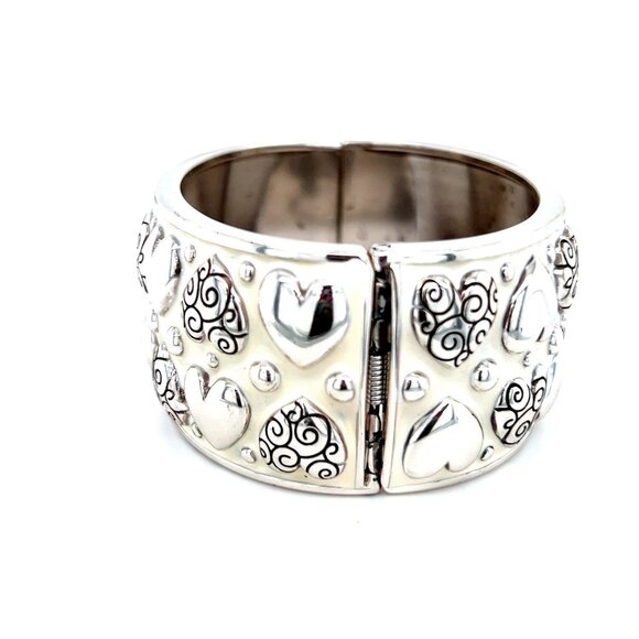 Brighton White Enamel Hearts Thick Bangle - Picture 7 of 10